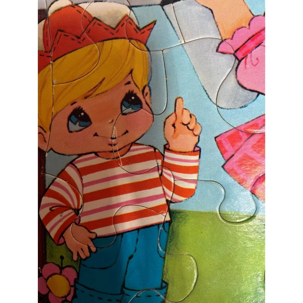 Vintage 1973 Kids Merrigold Press Happy Notes Frame Tray Puzzle OS Multicolor